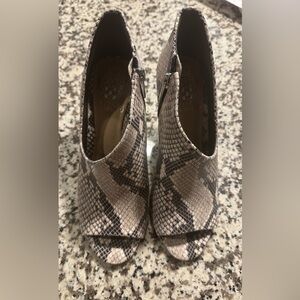 Women's Snakeskin Peep Toe Booties - Brown